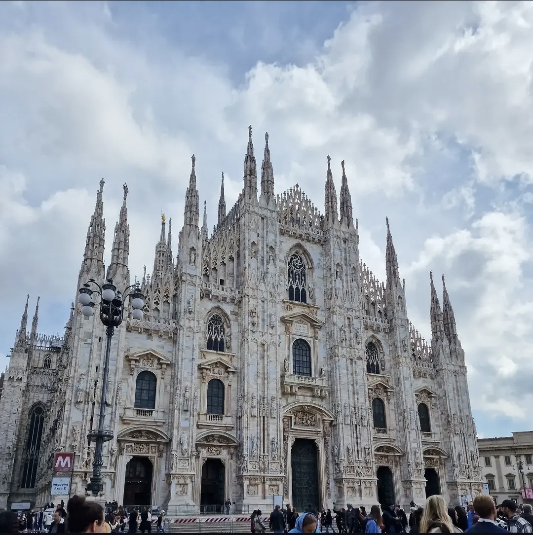 The marble facade of Milan Cathedral
